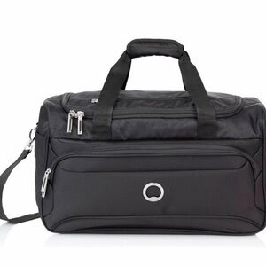 Stylish Black Duffel Bag with Silver Accents